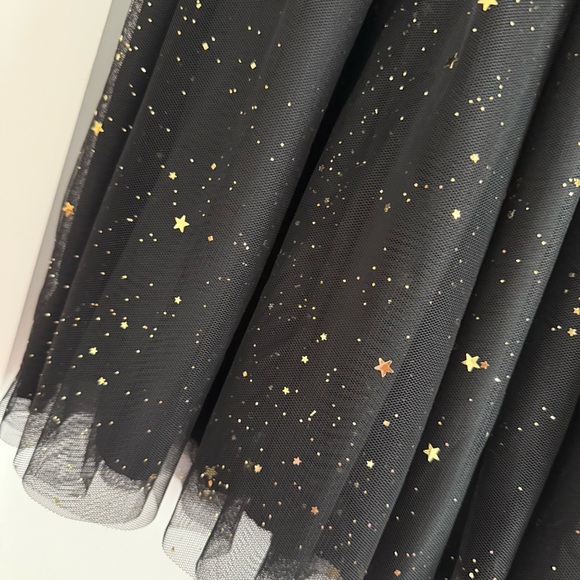 J. Crew Crew Cuts Size 8 Black Star flutter-sleeve dress with metallic foil New! - Picture 4 of 7